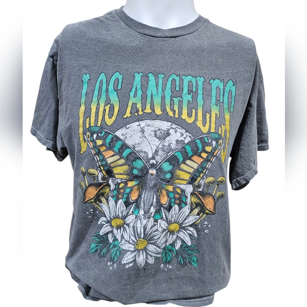 Gray Los Angeles Butterfly Graphic T-Shirt Size Large‎